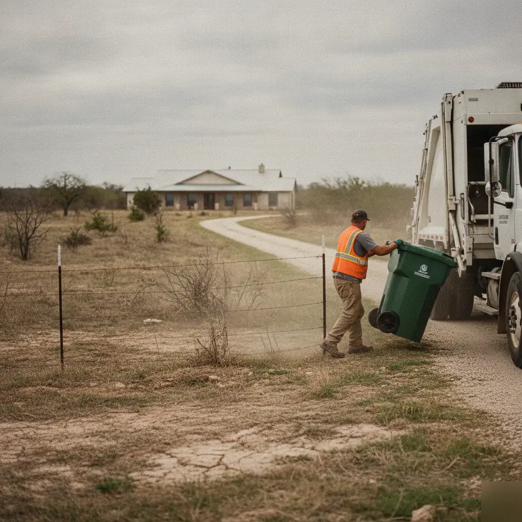 Rankin Waste collection at a rural ranch home near Echols, TX