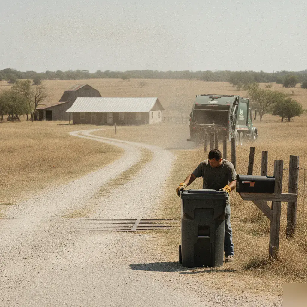 Rankin Waste pickup at a rural acreage property near Kirk, TX