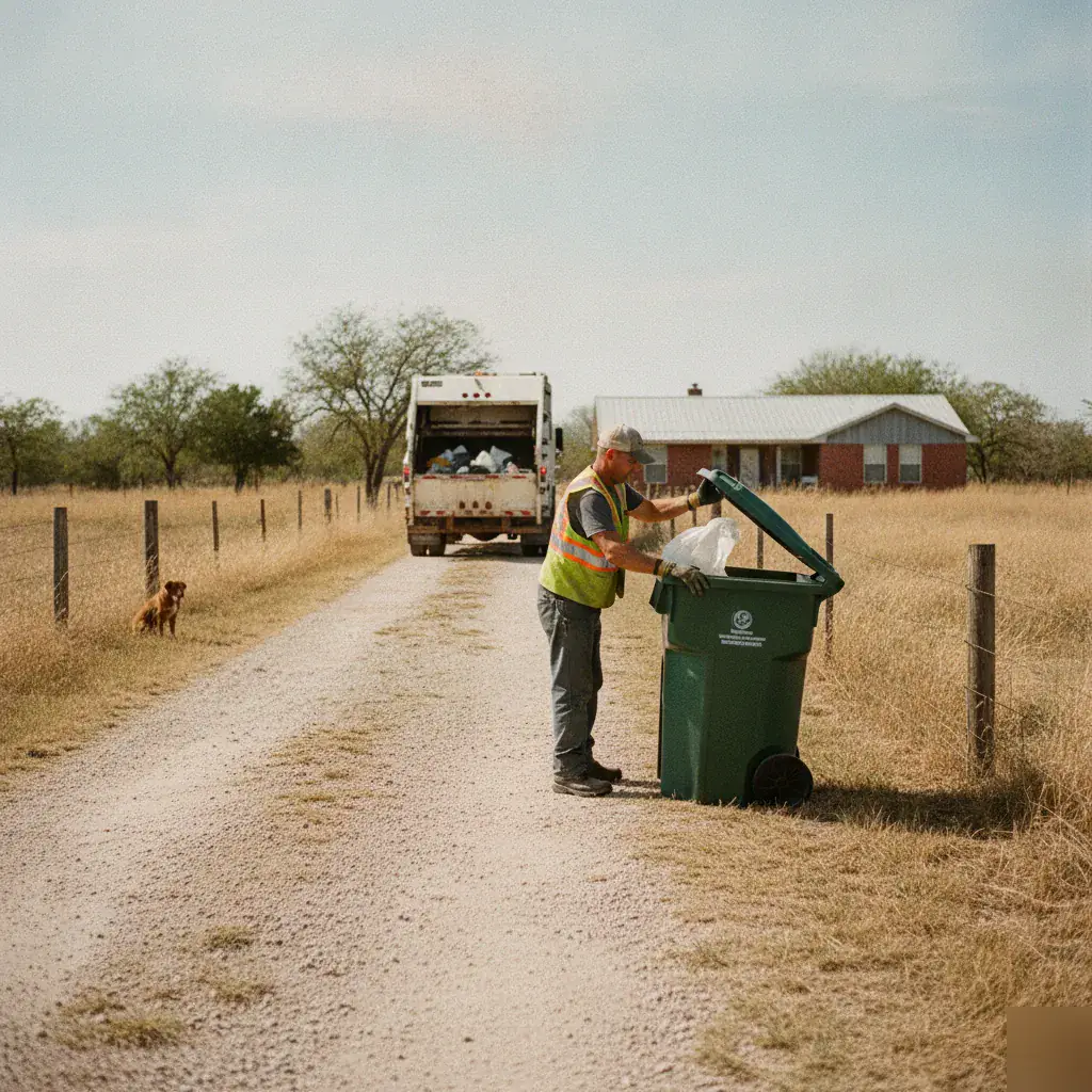 Rankin Waste collection service at a rural acreage property near Penelope, TX