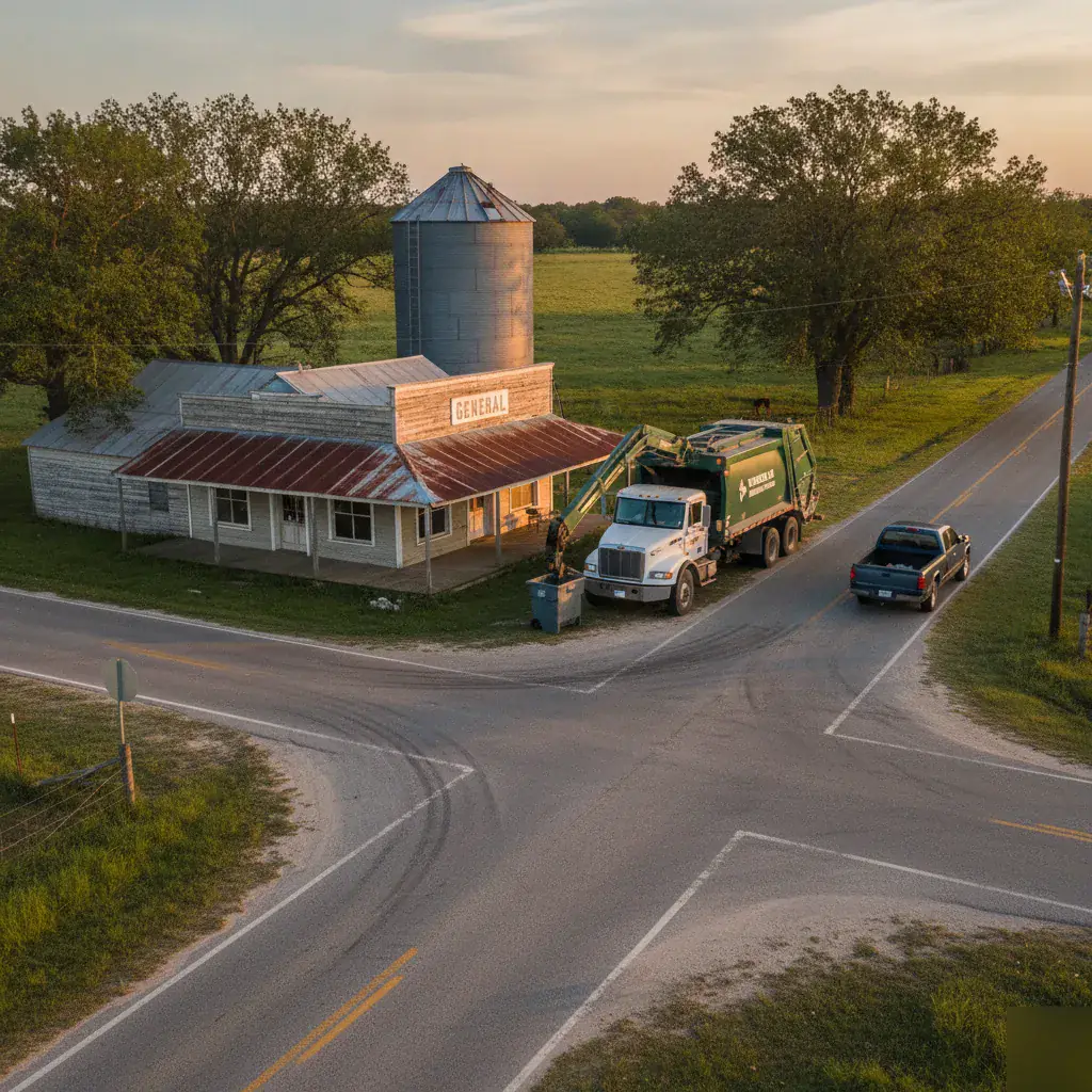 Waste service at the community crossroads in Purdon, TX