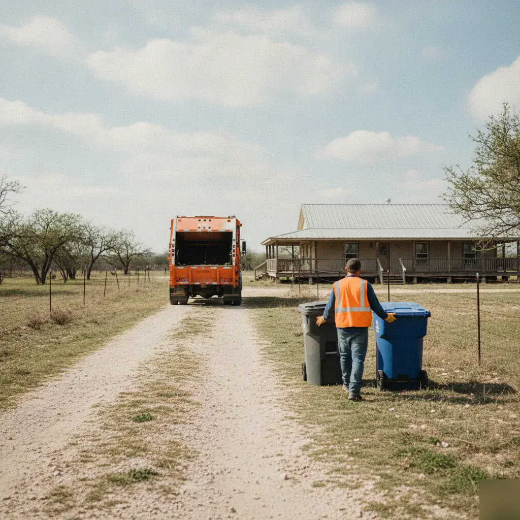 Rankin Waste pickup at a rural ranch home near Watt, TX
